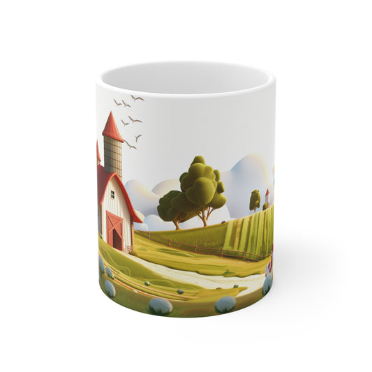 Idyllic Farmstead Mug: Pastoral Paradise