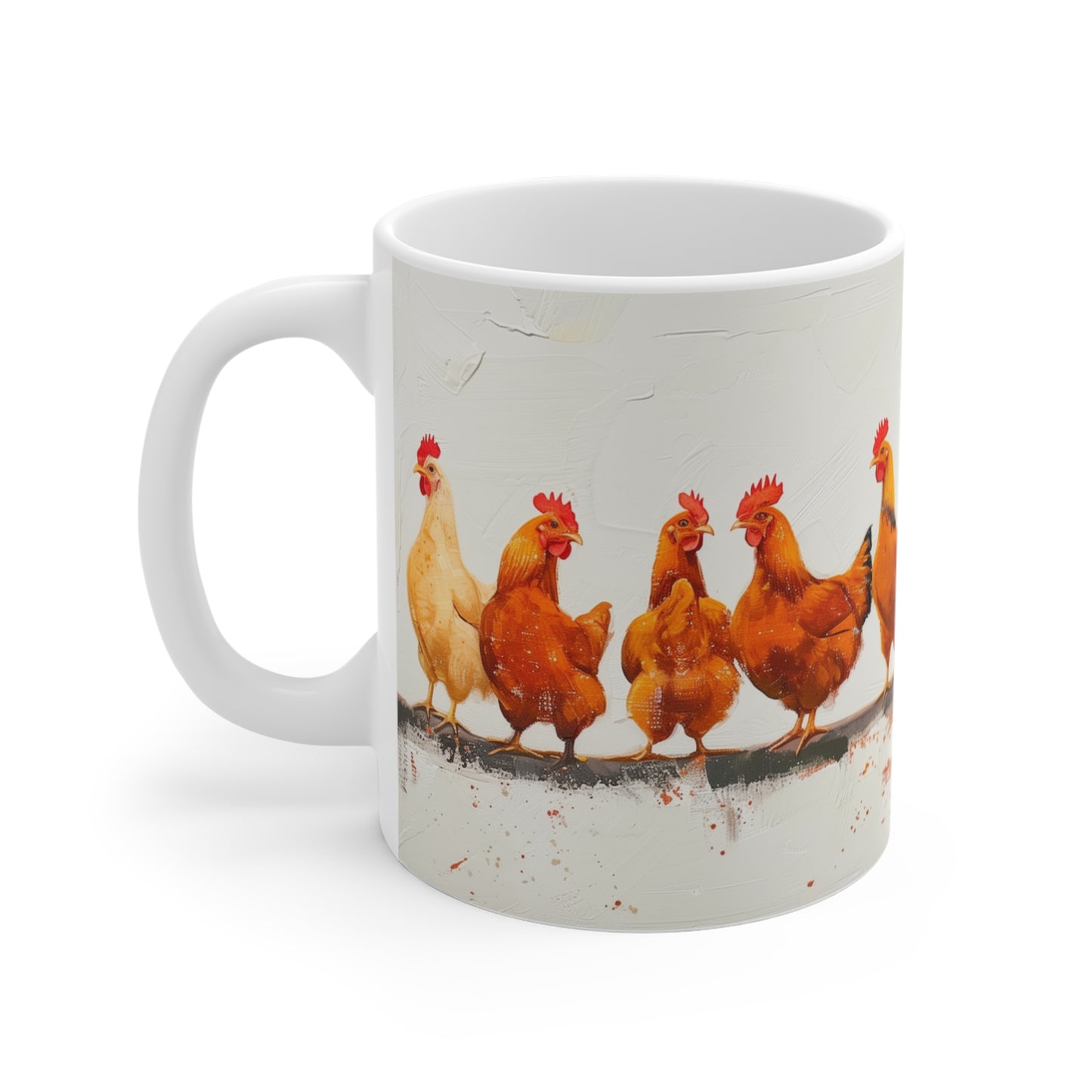 Country Charm: Chicken Row Mug - Rustic Farmhouse Style, Perfect Gift for Animal Lovers