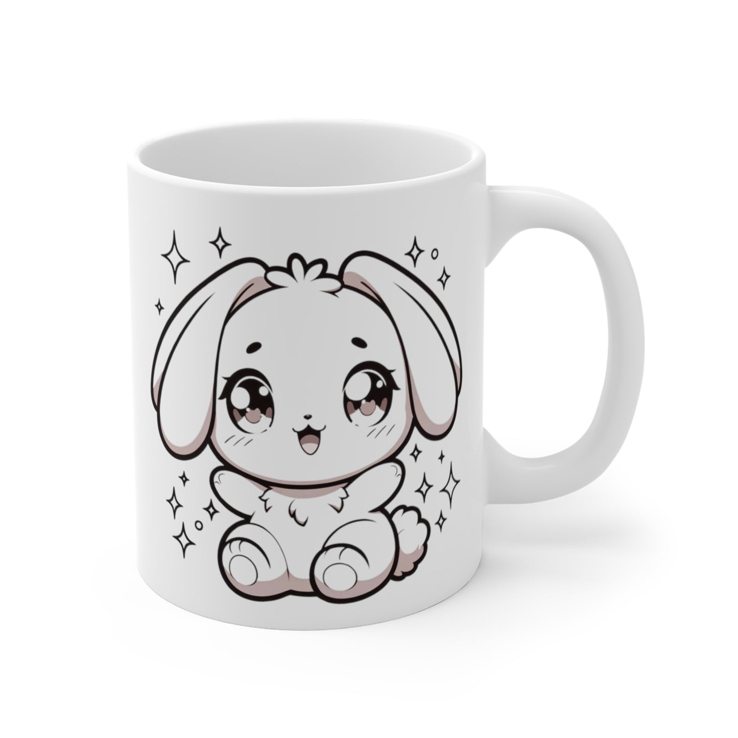 Super Cute Anime Rabbit | Dual Sided | Left or Right Handed Cup, Mug for Warm Drinks