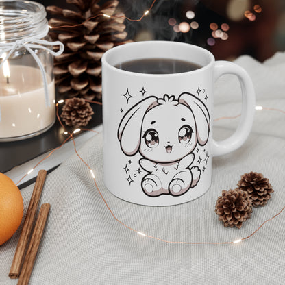 Super Cute Anime Rabbit | Dual Sided | Left or Right Handed Cup, Mug for Warm Drinks