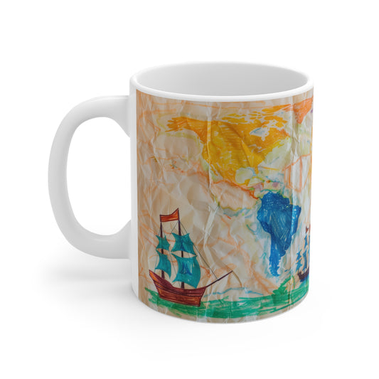 Adventure Awaits: Kid's Pirate Map Mug | Unique Gift, Colorful Children's Art