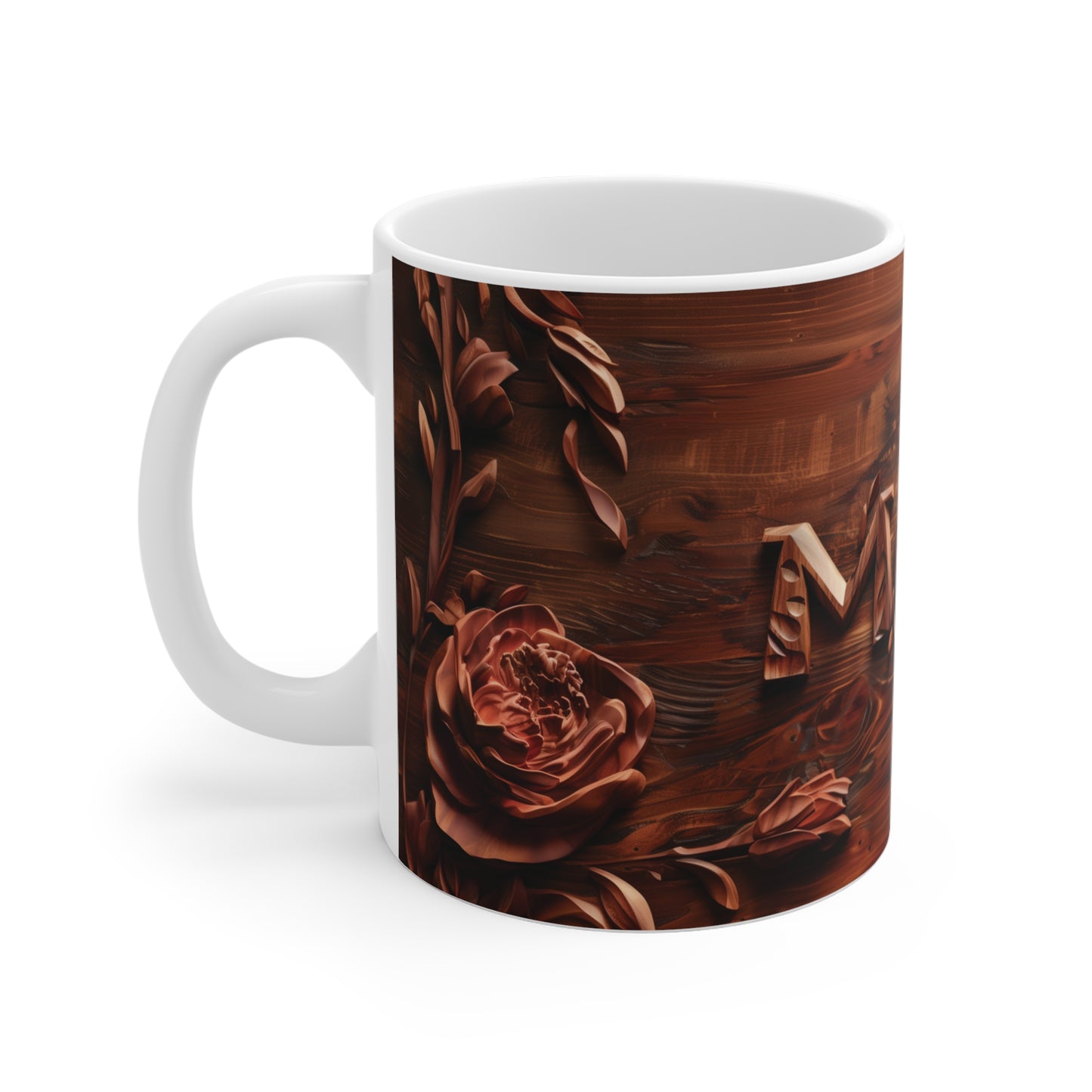 Moms Timeless Tribute | Carved Wood MOM Mug