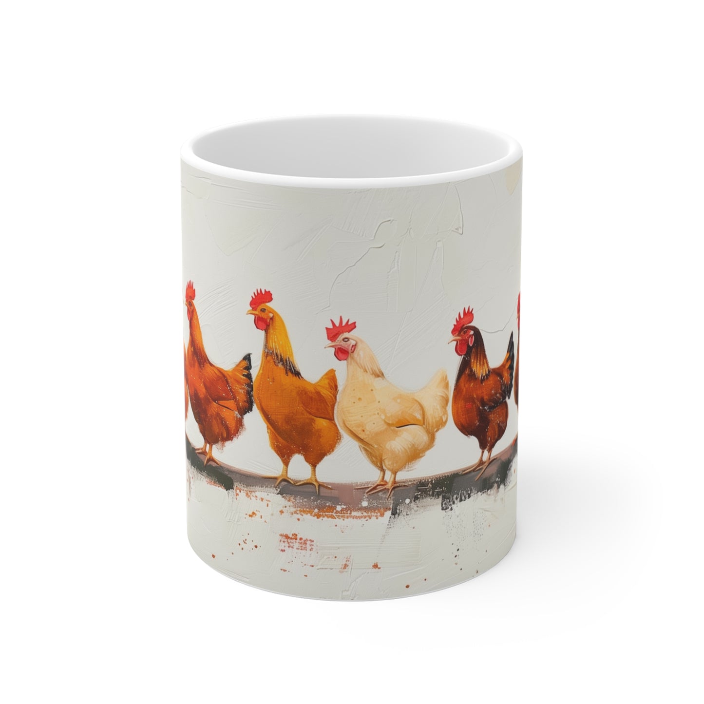 Country Charm: Chicken Row Mug - Rustic Farmhouse Style, Perfect Gift for Animal Lovers