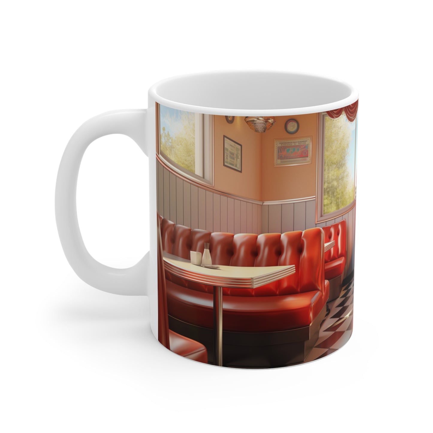 Retro Vibes: 1950s Diner Scene Mug - Perfect for Nostalgia Lovers and Vintage Enthusiasts