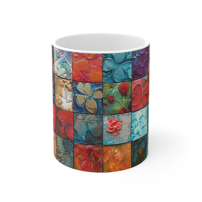 Kaleidoscope Canvas Mug: Artistic Mosaic Masterpiece | Coffee Cup | Tea or Warm Drinks