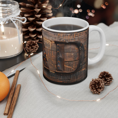 Dad's Bold Statement: Carved Hardwood Mug - Perfect Gift for Fathers