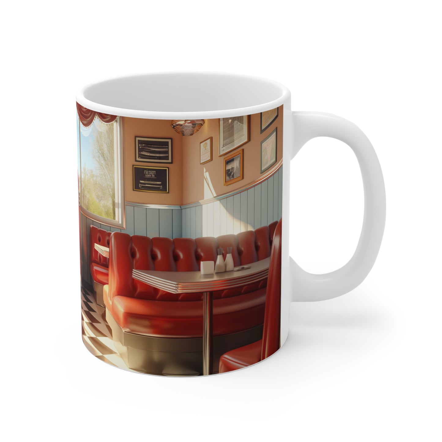 Retro Vibes: 1950s Diner Scene Mug - Perfect for Nostalgia Lovers and Vintage Enthusiasts