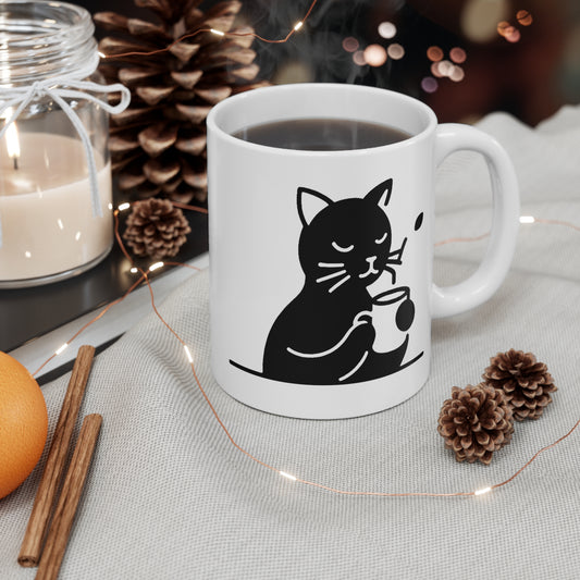 Cat Lovers Mug, Gift for Valentines, for Him or Her. 11oz for a favorite hot or cold drinks. Ceramic Mug