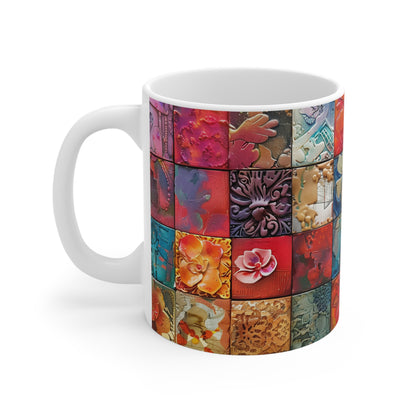 Kaleidoscope Canvas Mug: Artistic Mosaic Masterpiece | Coffee Cup | Tea or Warm Drinks