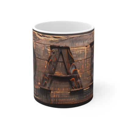 Dad's Bold Statement: Carved Hardwood Mug - Perfect Gift for Fathers