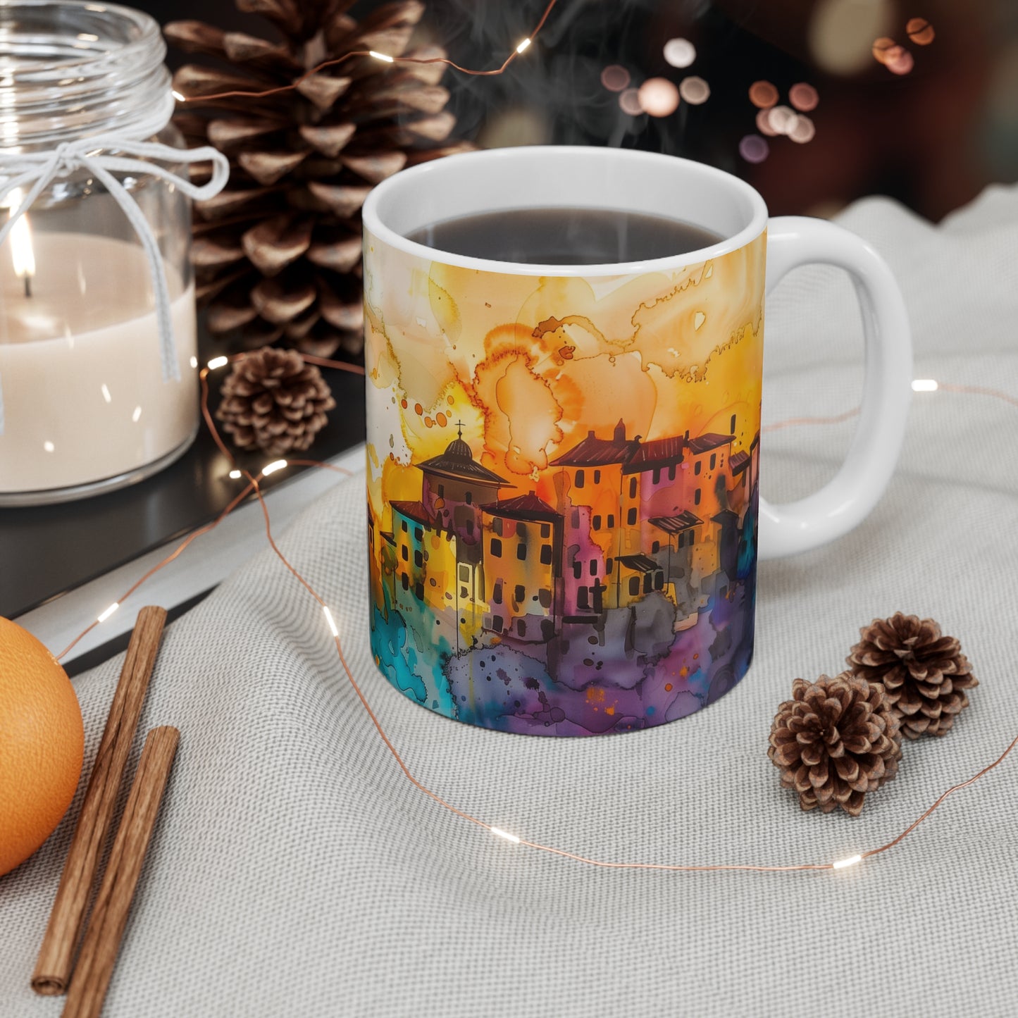 Espresso Essence Mug: Abstract Italian Aromas