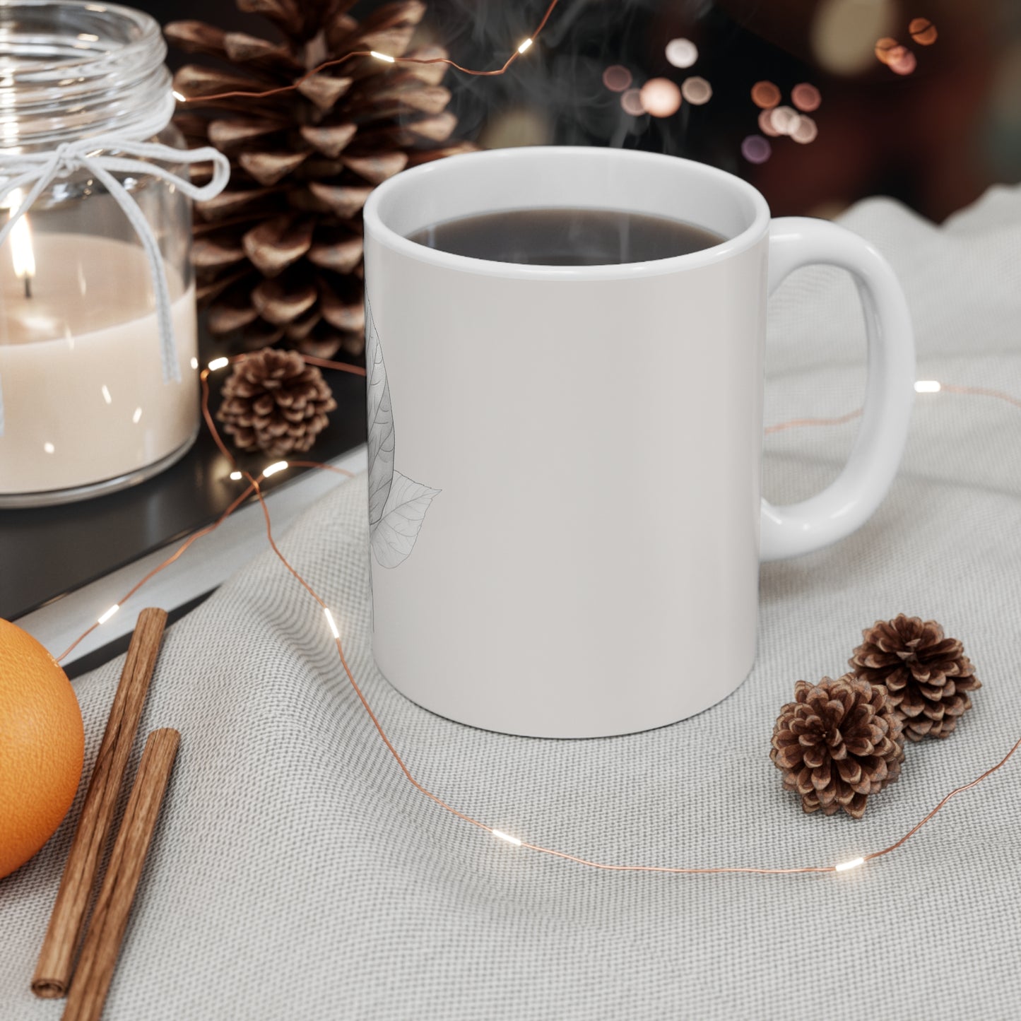 Elegant Nature: Minimalist Leaf Art Mug - Perfect for Modern Design and Nature Lovers