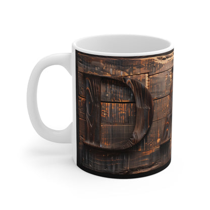 Dad's Bold Statement: Carved Hardwood Mug - Perfect Gift for Fathers