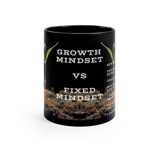 Growth Mindset vs Fixed Mindset Mug – 11oz Ceramic Coffee Cup, Dishwasher & Microwave Safe