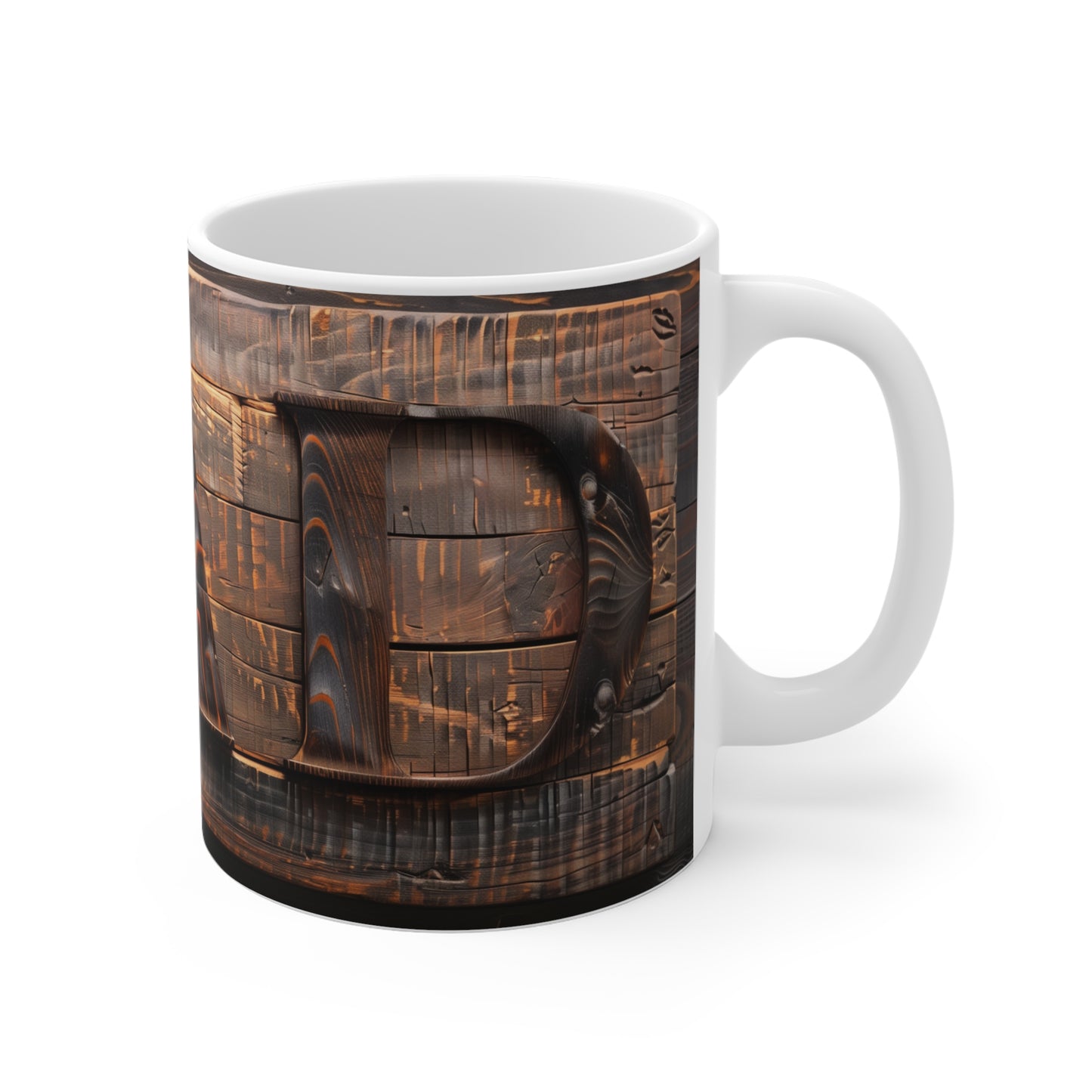 Dad's Bold Statement: Carved Hardwood Mug - Perfect Gift for Fathers