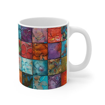 Kaleidoscope Canvas Mug: Artistic Mosaic Masterpiece | Coffee Cup | Tea or Warm Drinks