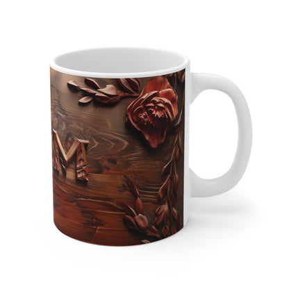 Moms Timeless Tribute | Carved Wood MOM Mug